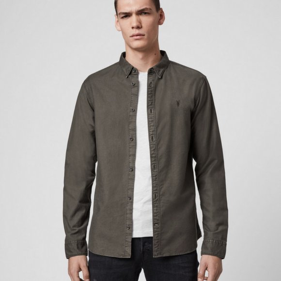 All Saints Mens Huntingdon Long Sleeve Button Down - Picture 1 of 8